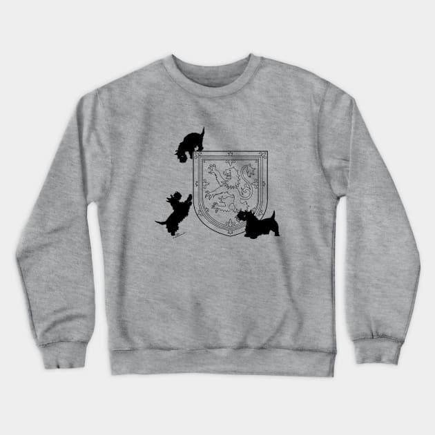 Scottish Terriers with Lion Rampant Crewneck Sweatshirt by MaggieRossDogs